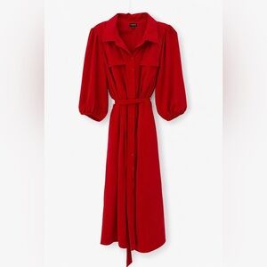 Torrid Red Button-Front Maxi Shirt Dress | Size 2 (18/20) | Tie Waist